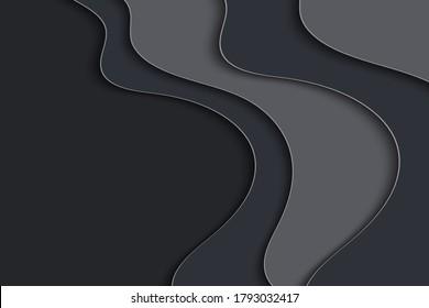 Abstract curved wave template for your design. Vector illustration with curves lines. Wavy paper cut background.