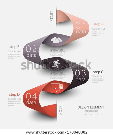 abstract curved waves tape, vector illustration for business seminars, presentation of data, web element