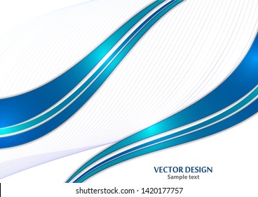 Abstract curved wavy lines with shadow, smooth stripe. Colorful shiny waves with lines created with the blend tool. Vector illustration for your design.
