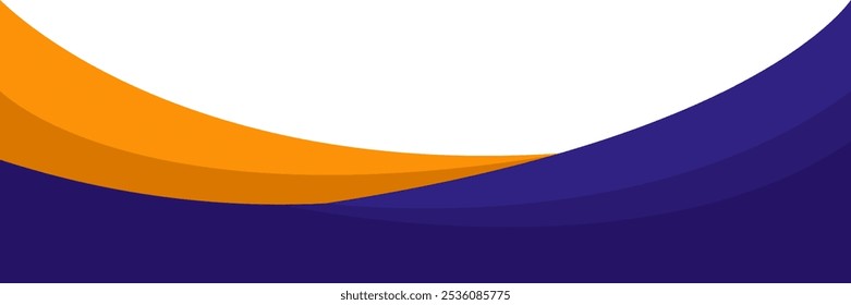 Abstraktes, gekrümmtes Webbanner-Design. Blaue orangefarbene, gelbe Illustrationsvorlage für Kopf- und Fußzeilen