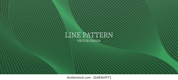 Abstractas patrón de línea blanca curvada sobre fondo verde. Diseño de Vector mínimo para tecnología, presentación, póster, folleto o Diseño web.