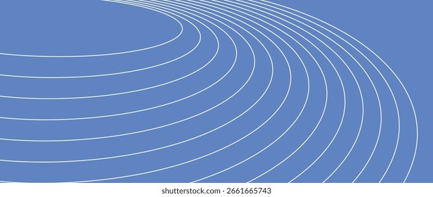 Abstrakt gekrümmte weiße Linien auf blauem Hintergrund. Minimales Vektorwellenmuster. Moderne Kulisse für Präsentation, Banner oder Poster-Design.