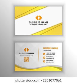 Abstract Curved Yellow Business Card Template With Dots, can be used for business designs, presentation designs or any suitable designs.