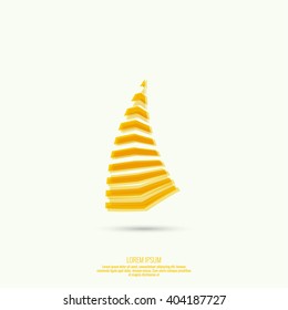 Abstract curved yellow figure. Claw. Trendy modern logo.