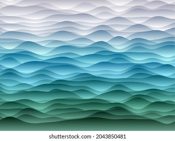 Abstract curves background. Smooth curves with gradients in purple, blue, and green colors. Awesome vector illustration.