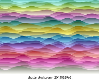 Abstract curves background. Smooth curves with gradients in vivid colors. Classy vector illustration.