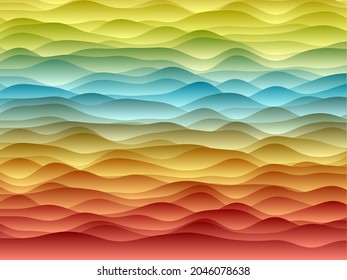 Abstract curves background. Smooth curves with gradients in bright contrast colors. Attractive vector illustration.