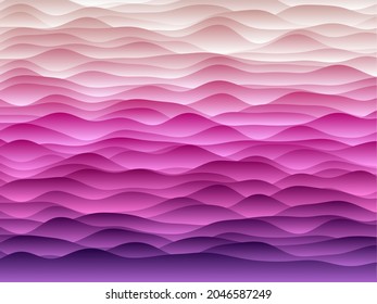 Curvas abstractas de fondo. Curvas suaves con gradientes de color púrpura rojo. Ilustración vectorial creativa.