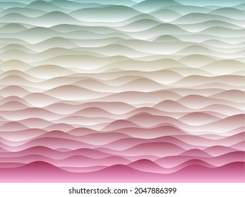 Abstract curves background. Smooth curves with gradients in teal and rose colors. Beautiful vector illustration.