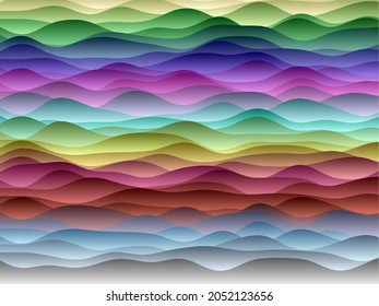 Abstract curves background. Smooth curves with gradients in contrasting colors. Artistic vector illustration.