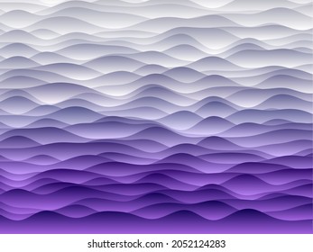 Abstract curves background. Smooth curves with gradients in purple colors. Charming vector illustration.