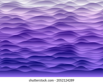 Abstract curves background. Smooth curves with gradients in deep purple colors. Captivating vector illustration.