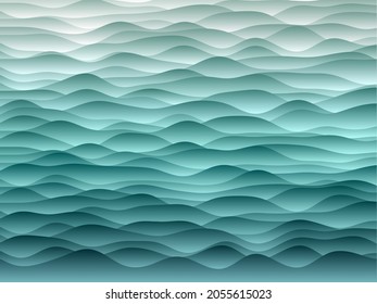 Abstract curves background. Smooth curves with gradients in mint colors. Neat vector illustration.