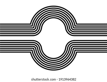 Abstract curves black parallel lines on a white background. Trendy vector background.