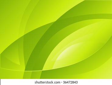 Abstract curves of green light. Vector illustration