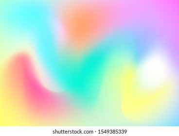 Abstract Curves and Lines. Minimal Watercolor Layout. Creative Neon Pink, Blue, Violet Background. Modern Digital Pattern with Fluid Shapes. Light Template for Cover, Poster, Banner, Greeting Card.