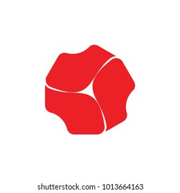 abstract curves shape in circle red rose logo 