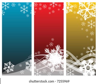 Abstract curves with snowflakes (three colors)