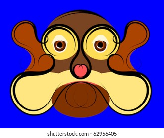 Abstract Curvilinear Dog Face