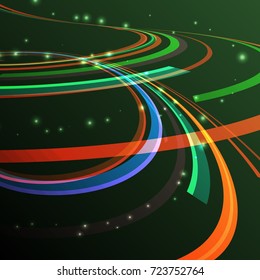 Abstract curving lines ray of ligh. Vector illustration