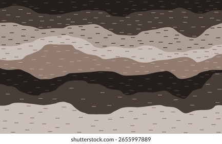 Abstract curvy brown soil layers. Sedimentary strata	