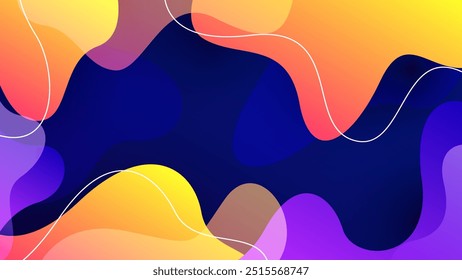 Abstract curvy colorful gradient background in modern style