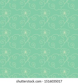 Abstract curvy design seamless pattern outline, vector