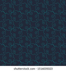 Abstract curvy design seamless pattern outline, vector