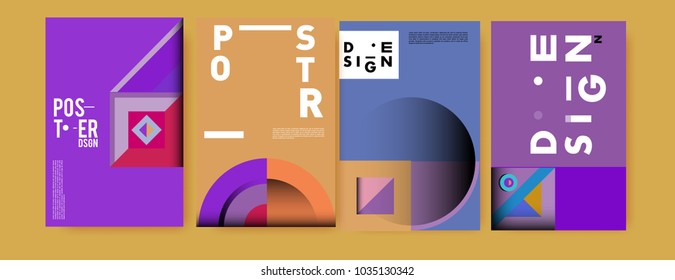 Abstract curvy and geometric colorful background for poster and cover design. Blue, yellow, red, orange, pink and green. Vector banner poster template in Eps10.