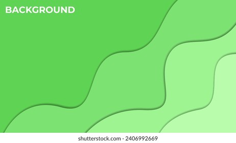Abstract curvy green papercut style background with soft and modern color combination	
