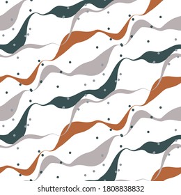 Abstract curvy line shapes in terra colors pattern. Seamless wave lines pattern.