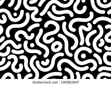 Abstract curvy lines seamless pattern. Simple vector background