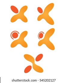 Abstract curvy orange logo set