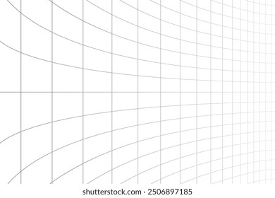 Líneas de rejilla de perspectiva curvilínea abstracta sobre fondo blanco Vector