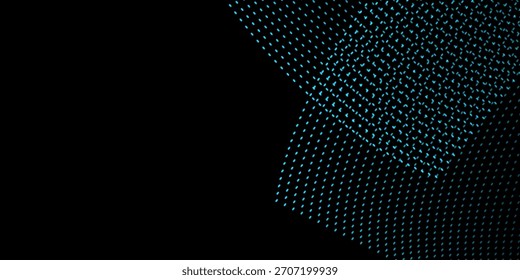 Abstract curvy spots, geometric pattern forming wave like curved shapes on a black background. Modern style optical illusion design for text, ideal for posters, banners, or modern graphic layouts.