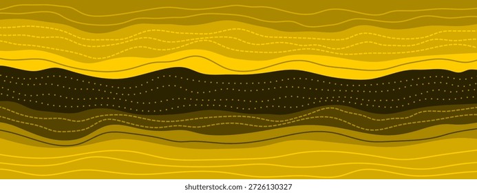 Abstract curvy yellow soil layers. Sedimentary strata