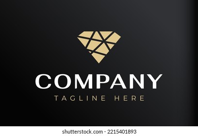 Abstract Cut Line Diamond Logo Design Template