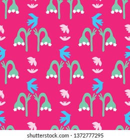 Abstract cut out bird bell flower shapes. Vector pattern seamless background. Hand drawn matisse style 50s graphic illustration. Trendy home decor, all over fashion prints, bright spring wallpaper.