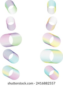 An abstract cut out futuristic gradient shape design element bundle.