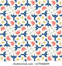 Abstract Cut Out Shapes, Vector Pattern Seamless Background, Hand Drawn Matisse Style Collage Graphic Illustration for Trendy Home Decor, Modern Fashion Prints, Kids Wallpaper All Over Print EPS 10