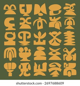 Conjunto de vetores de formas cortadas abstratas, formas geométricas modernas do século médio e elementos de design orgânico