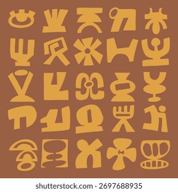 Conjunto de vetores de formas cortadas abstratas, formas geométricas modernas do século médio e elementos de design orgânico