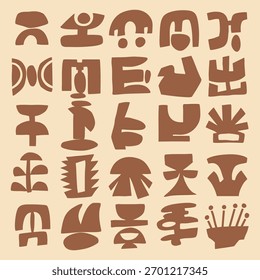 Conjunto de vetores de formas cortadas abstratas, formas geométricas modernas do século médio e elementos de design orgânico