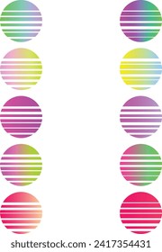 An abstract cut out Synthwave circle design element bundle.