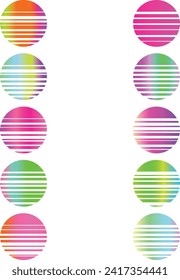 An abstract cut out Synthwave circle design element bundle.