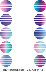 An abstract cut out Synthwave circle design element bundle.