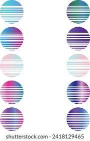 An abstract cut out Synthwave circle design element bundle.