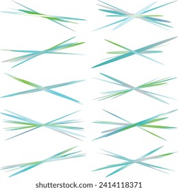 An abstract cut out transparent iridescent oval gradient shape futuristic pattern design element bundle.