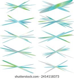 An abstract cut out transparent iridescent oval gradient shape futuristic pattern design element bundle.