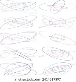 Una forma abstracta de gradiente ovalado transparente recortada forma un conjunto de elementos de diseño de patrones futuristas.